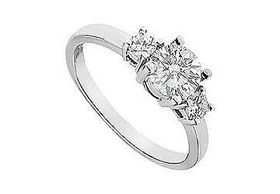 Three Stone Diamond Engagement Ring : 14K White Gold - 1.00 CT Diamonds - Ring Size 9.0stone 