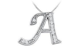 Script A Diamond Initial Pendant : 14K White Gold - 0.30 CT Diamondsscript 