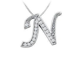 Script N Diamond Initial Pendant : 14K White Gold - 0.45 CT Diamondsscript 