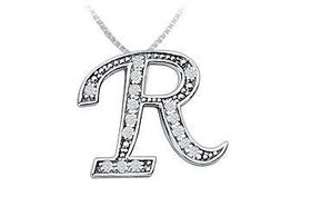 Script R Diamond Initial Pendant : 14K White Gold - 0.40 CT Diamondsscript 