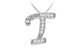 Script T Diamond Initial Pendant : 14K White Gold - 0.33 CT Diamondsscript 