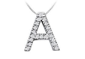 Classic A Initial Diamond Pendant : 14K White Gold - 0.30 CT Diamondsclassic 