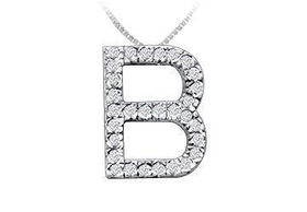 Classic B Initial Diamond Pendant : 14K White Gold - 0.45 CT Diamondsclassic 