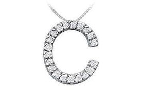 Classic C Initial Diamond Pendant : 14K White Gold - 0.30 CT Diamondsclassic 