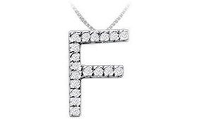 Classic F Initial Diamond Pendant : 14K White Gold - 0.25 CT Diamondsclassic 