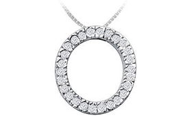 Classic O Initial Diamond Pendant : 14K White Gold - 0.40 CT Diamondsclassic 