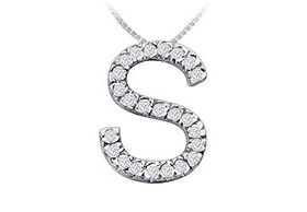 Classic S Initial Diamond Pendant : 14K White Gold - 0.35 CT Diamondsclassic 