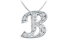 Script B Diamond Initial Pendant : 14K White Gold - 0.20 CT Diamondsscript 