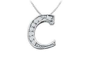 Script C Diamond Initial Pendant : 14K White Gold - 0.15 CT Diamondsscript 