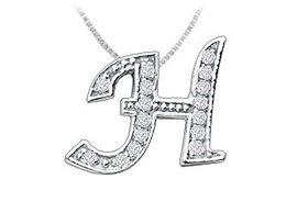 Script H Diamond Initial Pendant : 14K White Gold - 0.25 CT Diamondsscript 