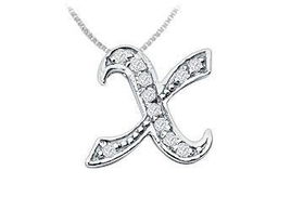 Script X Diamond Initial Pendant : 14K White Gold - 0.15 CT Diamondsscript 