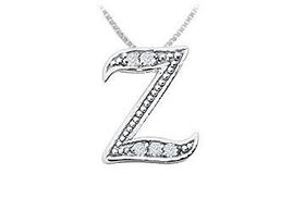 Script Z Diamond Initial Pendant : 14K White Gold - 0.10 CT Diamondsscript 