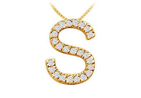 Classic S Initial Diamond Pendant : 14K Yellow Gold - 0.35 CT Diamondsclassic 