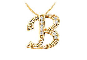 Script B Diamond Initial Pendant : 14K Yellow Gold - 0.25 CT Diamondsscript 