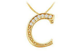 Script C Diamond Initial Pendant : 14K Yellow Gold - 0.20 CT Diamondsscript 