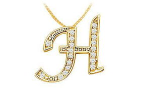 Script H Diamond Initial Pendant : 14K Yellow Gold - 0.50 CT Diamondsscript 