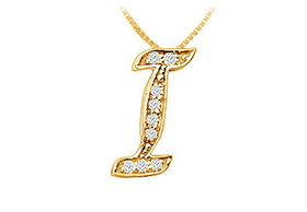 Script I Diamond Initial Pendant : 14K Yellow Gold - 0.25 CT Diamondsscript 