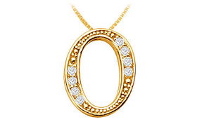 Script O Diamond Initial Pendant : 14K Yellow Gold - 0.20 CT Diamondsscript 