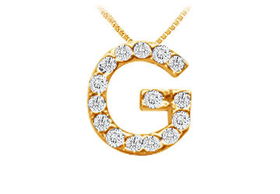 Classic G Initial Diamond Pendant : 14K Yellow Gold - 0.15 CT Diamondsclassic 