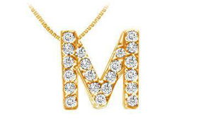 Classic M Initial Diamond Pendant : 14K Yellow Gold - 0.25 CT Diamondsclassic 