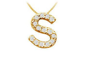 Classic S Initial Diamond Pendant : 14K Yellow Gold - 0.15 CT Diamondsclassic 