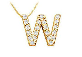 Classic W Initial Diamond Pendant : 14K Yellow Gold - 0.25 CT Diamondsclassic 