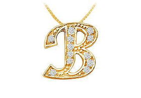 Script B Diamond Initial Pendant : 14K Yellow Gold - 0.20 CT Diamondsscript 