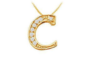 Script C Diamond Initial Pendant : 14K Yellow Gold - 0.15 CT Diamondsscript 