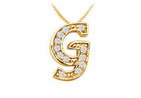 Script G Diamond Initial Pendant : 14K Yellow Gold - 0.20 CT Diamondsscript 