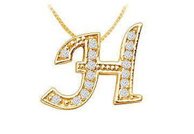 Script H Diamond Initial Pendant : 14K Yellow Gold - 0.25 CT Diamondsscript 