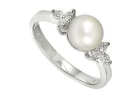 Pearl CZ Sterling Silver Ringpearl 