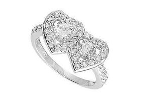 Double Heart CZ Sterling Silver Ringdouble 