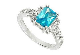 Blue CZ Sterling Silver Ringblue 