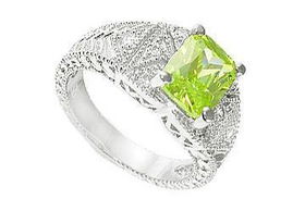 Green CZ Sterling Silver Ringgreen 