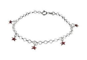 Enamel Star Charm Sterling Silver Braceletenamel 