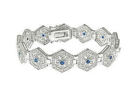 Blue CZ Sterling Silver Braceletblue 