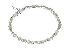 Green CZ Sterling Silver Braceletgreen 