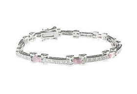 Pink CZ Sterling Silver Braceletpink 