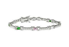 Multicolor CZ Sterling Silver Braceletmulticolor 