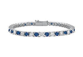 Sapphire and Diamond Tennis Bracelet : 18K White Gold  3.00 CT TGWsapphire 