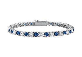 Sapphire and Diamond Tennis Bracelet : 18K White Gold  4.00 CT TGWsapphire 