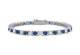 Sapphire and Diamond Tennis Bracelet : 18K White Gold  5.00 CT TGWsapphire 