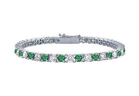 Emerald and Diamond Tennis Bracelet : Platinum - 1.00 CT TGWemerald 