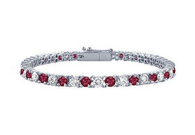 Ruby and Diamond Tennis Bracelet : Platinum - 1.00 CT TGWruby 