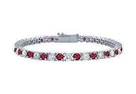 Ruby and Diamond Tennis Bracelet : Platinum - 3.00 CT TGWruby 