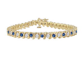 Sapphire and Diamond Tennis Bracelet : 14K Yellow Gold - 1.00 CT TGWsapphire 