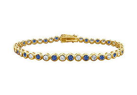 Sapphire and Diamond Tennis Bracelet : 14K Yellow Gold - 2.00 CT TGWsapphire 