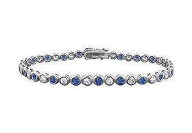 Sapphire and Diamond Tennis Bracelet : 14K White Gold - 3.00 CT TGWsapphire 