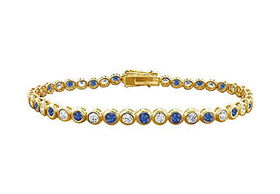 Sapphire and Diamond Tennis Bracelet : 14K Yellow Gold - 3.00 CT TGWsapphire 