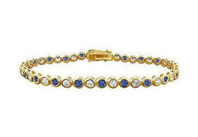 Sapphire and Diamond Tennis Bracelet : 14K Yellow Gold - 4.00 CT TGWsapphire 